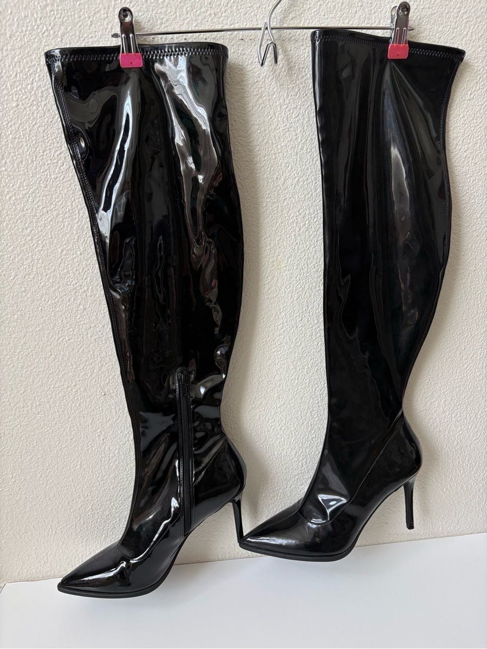 Nordstrom Black Patent Over-the-Knee Stiletto Boots 9.5